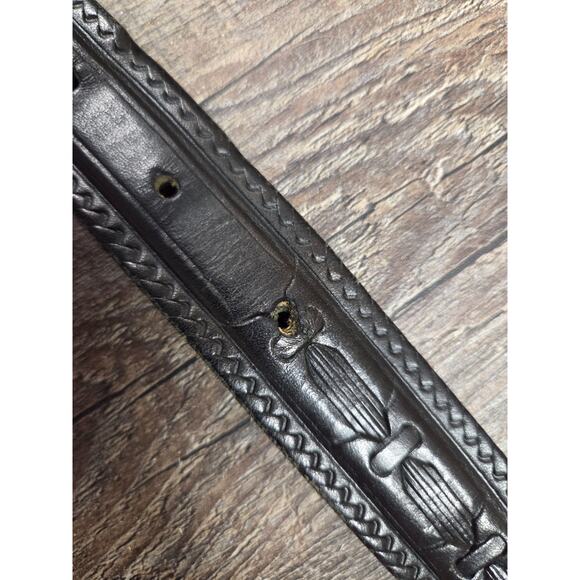 Echt Leder Leather Black Genuine Leather Women's Belt Made in Italy Large - Picture 9 of 10